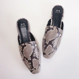 Marc Fisher Snakeskin Embossed Leather Flat Mule